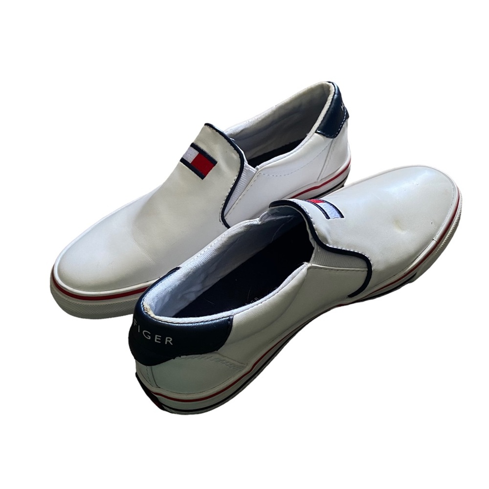 Tommy Hilfiger X VANS Slip on Sneakers WHITE BLUE AND RED.